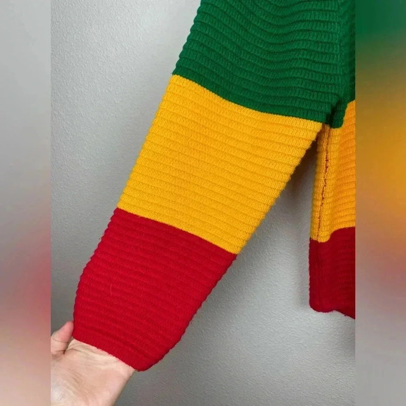 UNIF Women's Small Crayola Sweater Stripe Primary Color Block Mock Neck Emma Cha - Picture 6 of 16